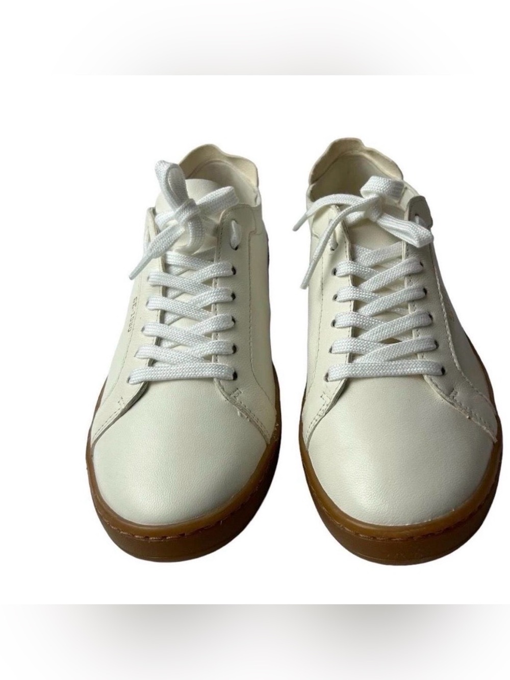 Sam Edelman White Leather Sneakers with Gum Sole